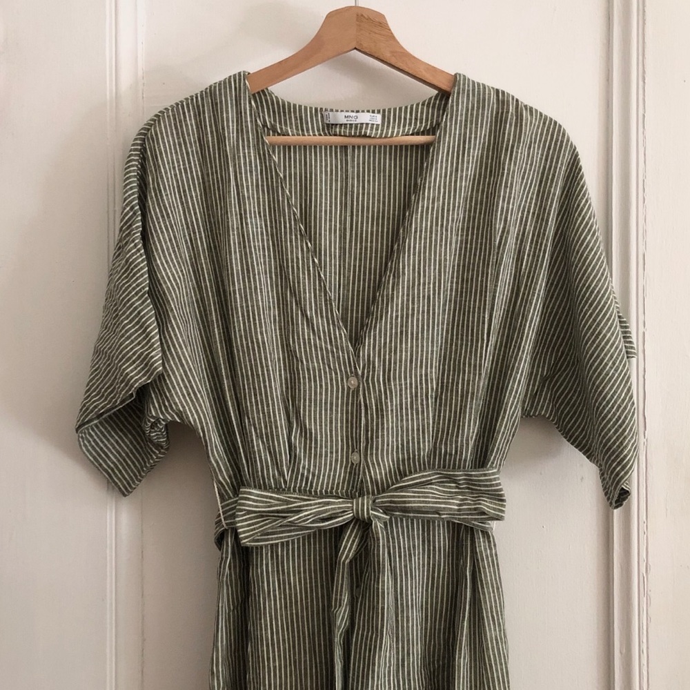 MANGO Pinstripe Midi Dress
